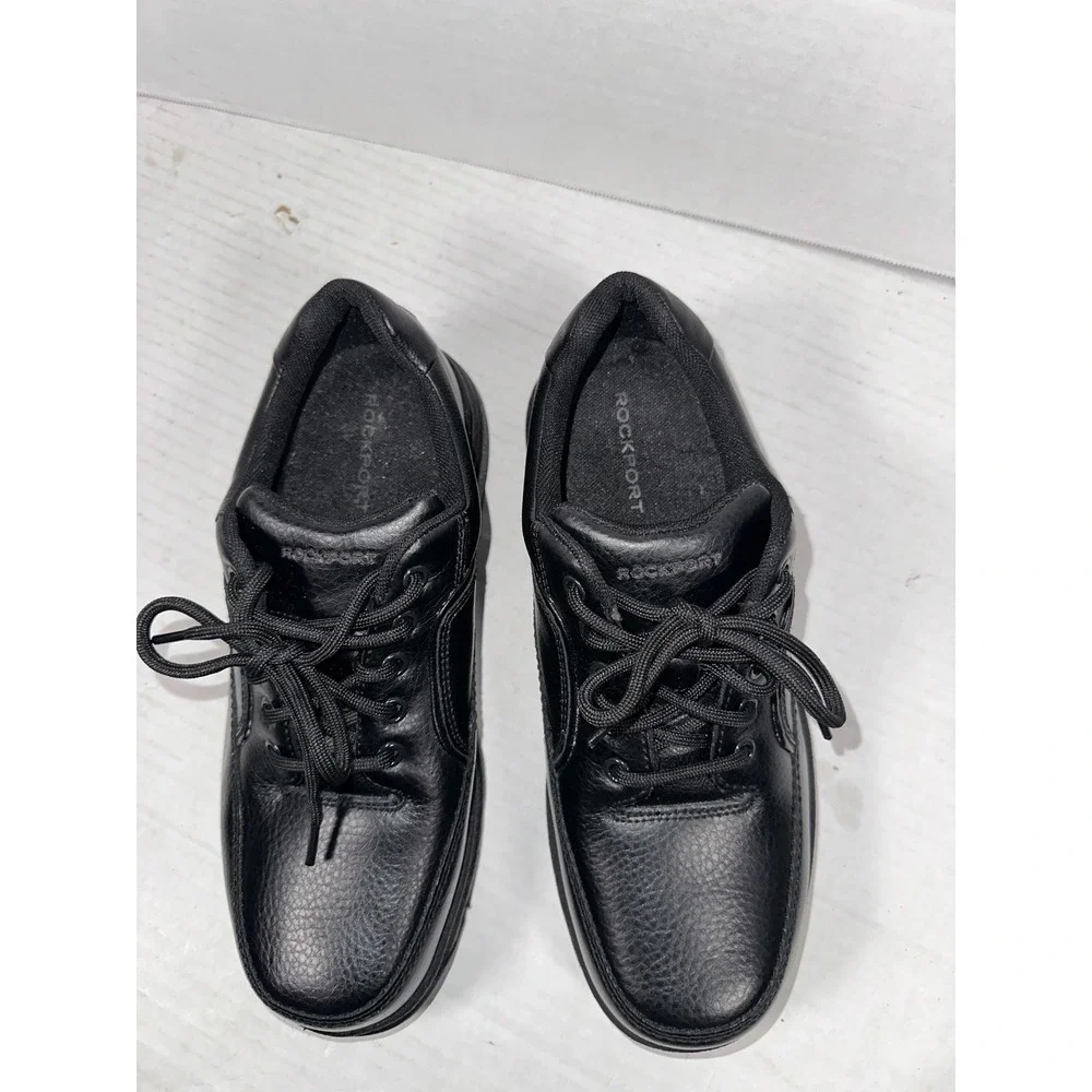 Rockport Mens 8.5 XW Black Leather‎ Walking Shoes Lace Up Padded Collar RP7210